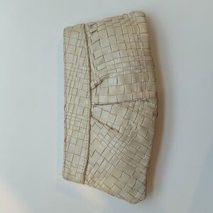 Lauren Merkin Cream Woven Clutch